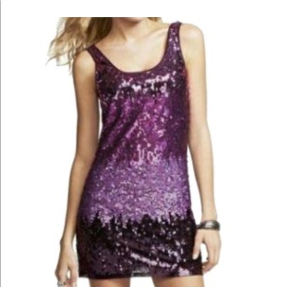 Express Purple Ombré Sequined Tank Dress Size M - Picture 4 of 4